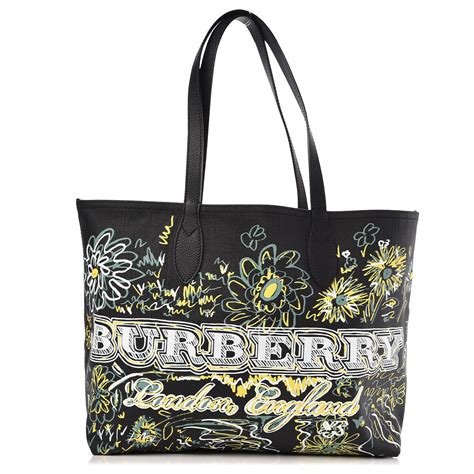 burberry tote doodle|BURBERRY Coated Canvas Medium Reversible Doodle Tote .